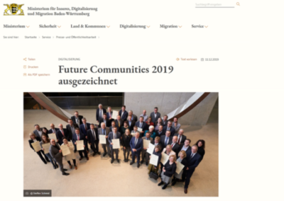 Preisverleihung »Gemeinden, Städte und Landkreise 4.0 Future Communities 2019«