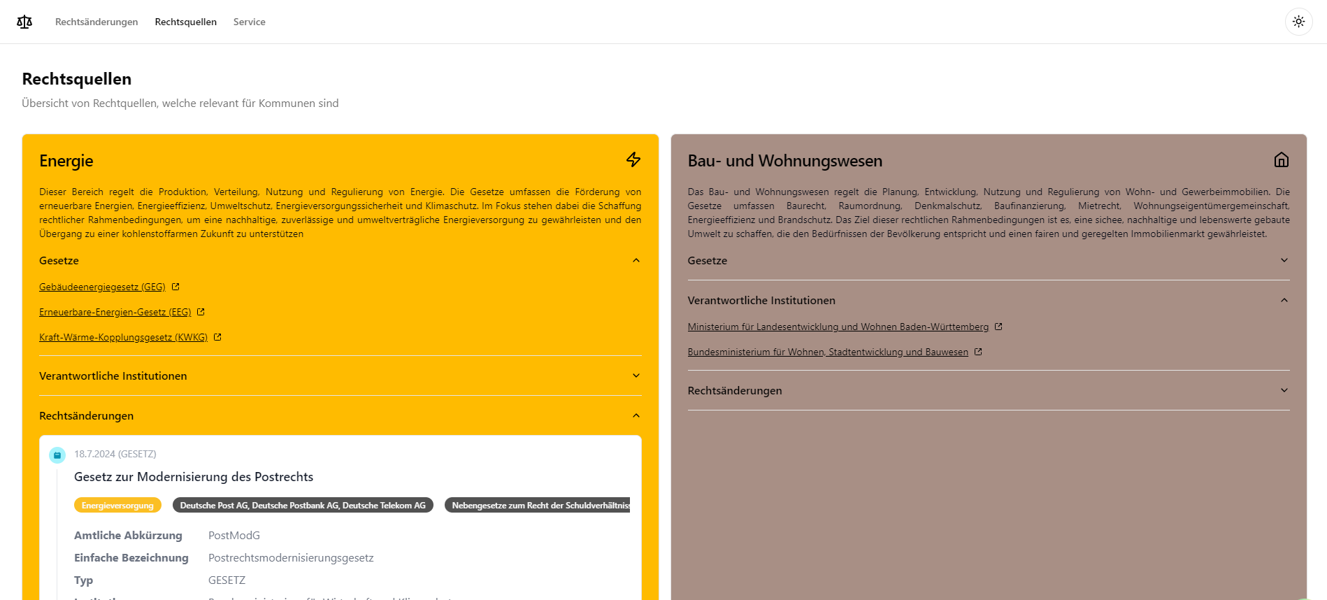 KommHUB Prototyp 4 - Schnellübersicht Rechtsänderungen